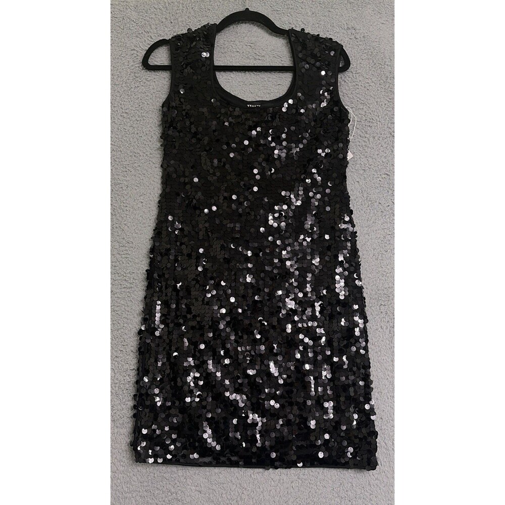 Worth Black Sequin Shift Dress Sleeveless New with Tags Womens XSP